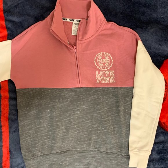 PINK Victoria Secret pink, grey, white quarter zip - size XS - Picture 5 of 5